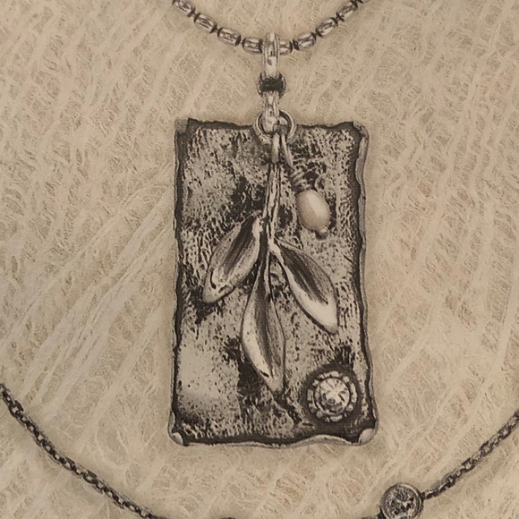 Vintage Silpada Sterling Silver Leaf Sprig Logo Pendant Necklace N2275 - Picture 11 of 16